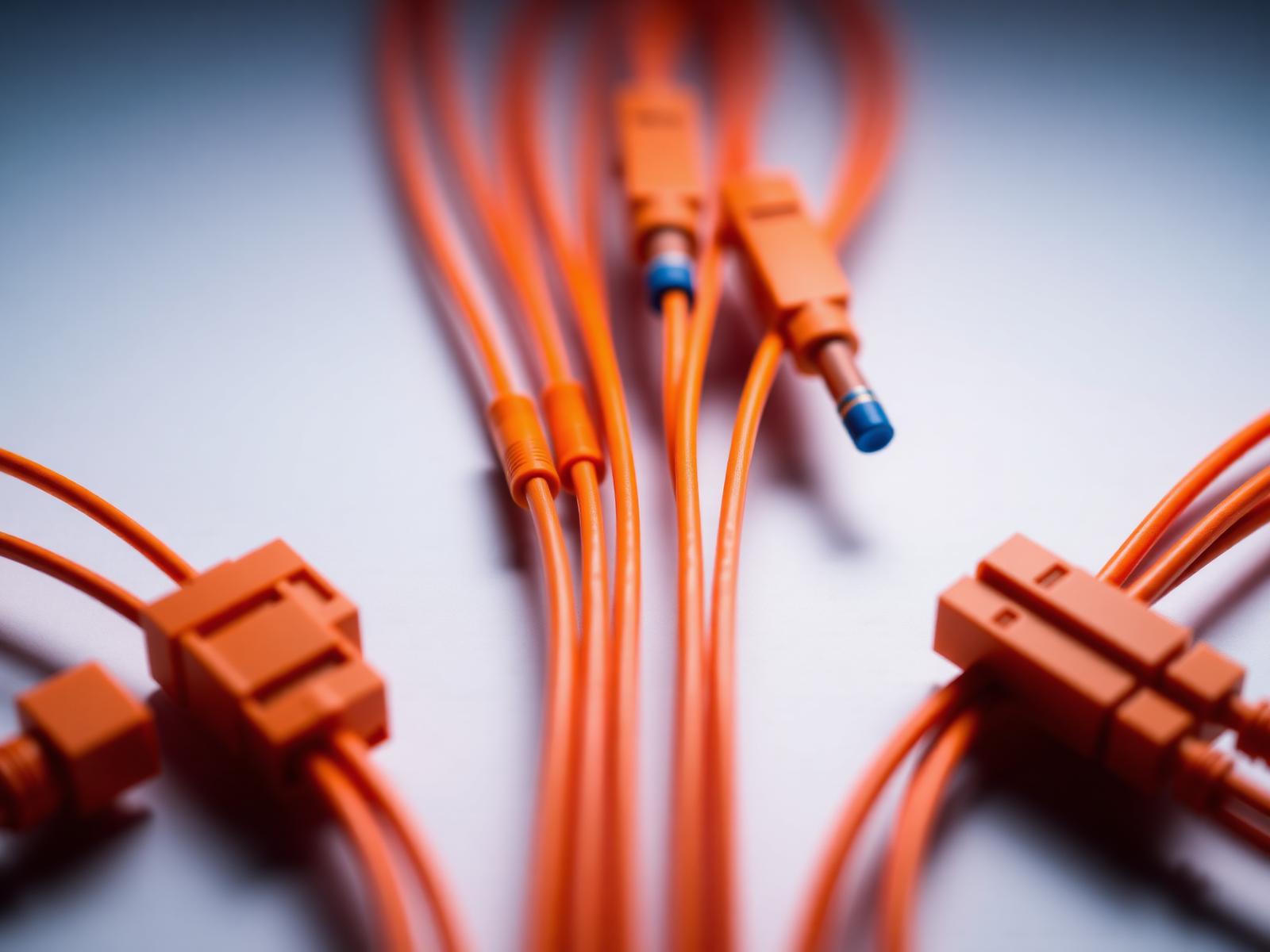 Orange SC/APC fiber optic patch cords manufactured by FOLAN